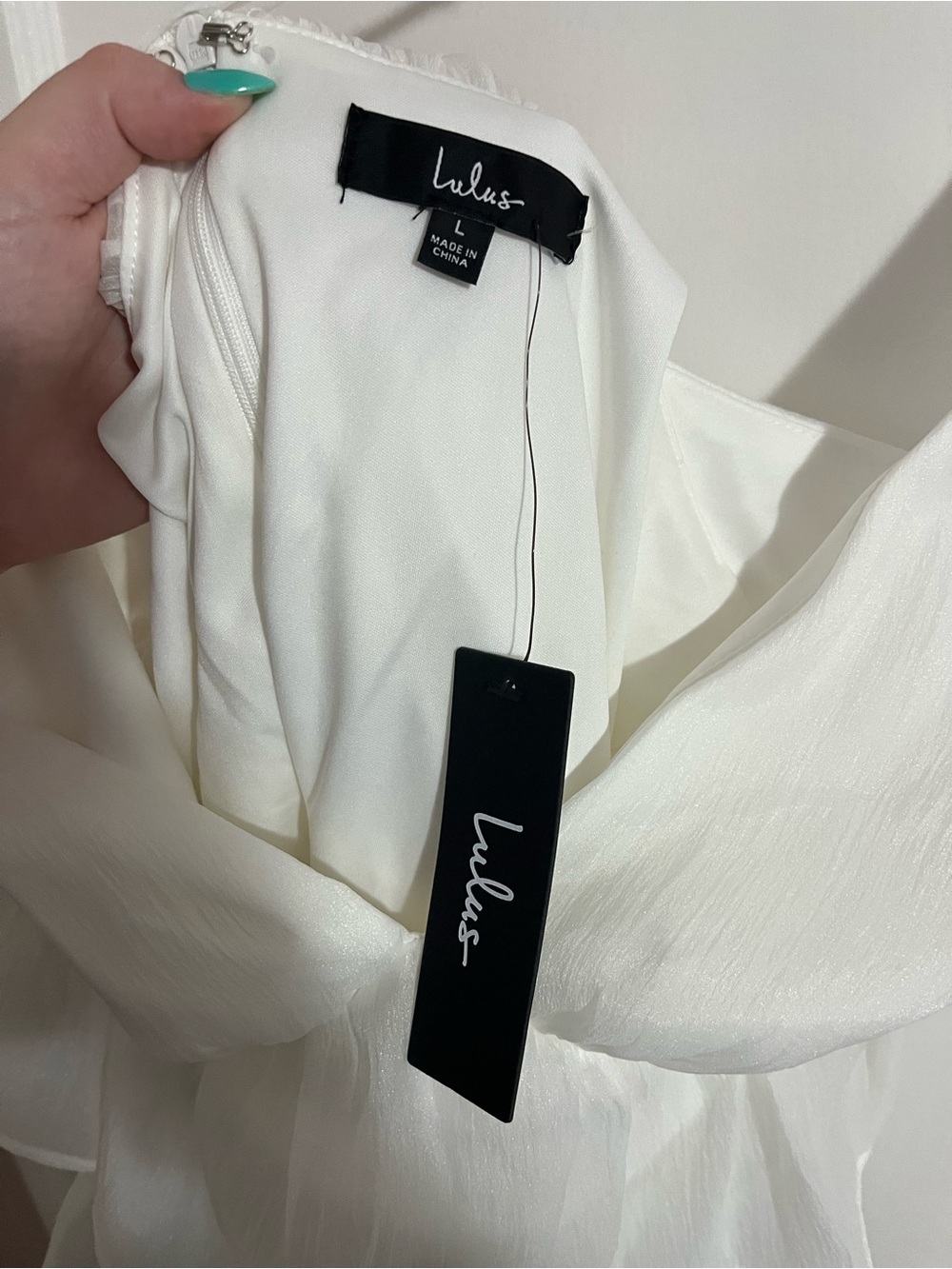 NWT Lulu's White Tiered Ruffle V-Neck Mini Dress - Picture 6 of 7